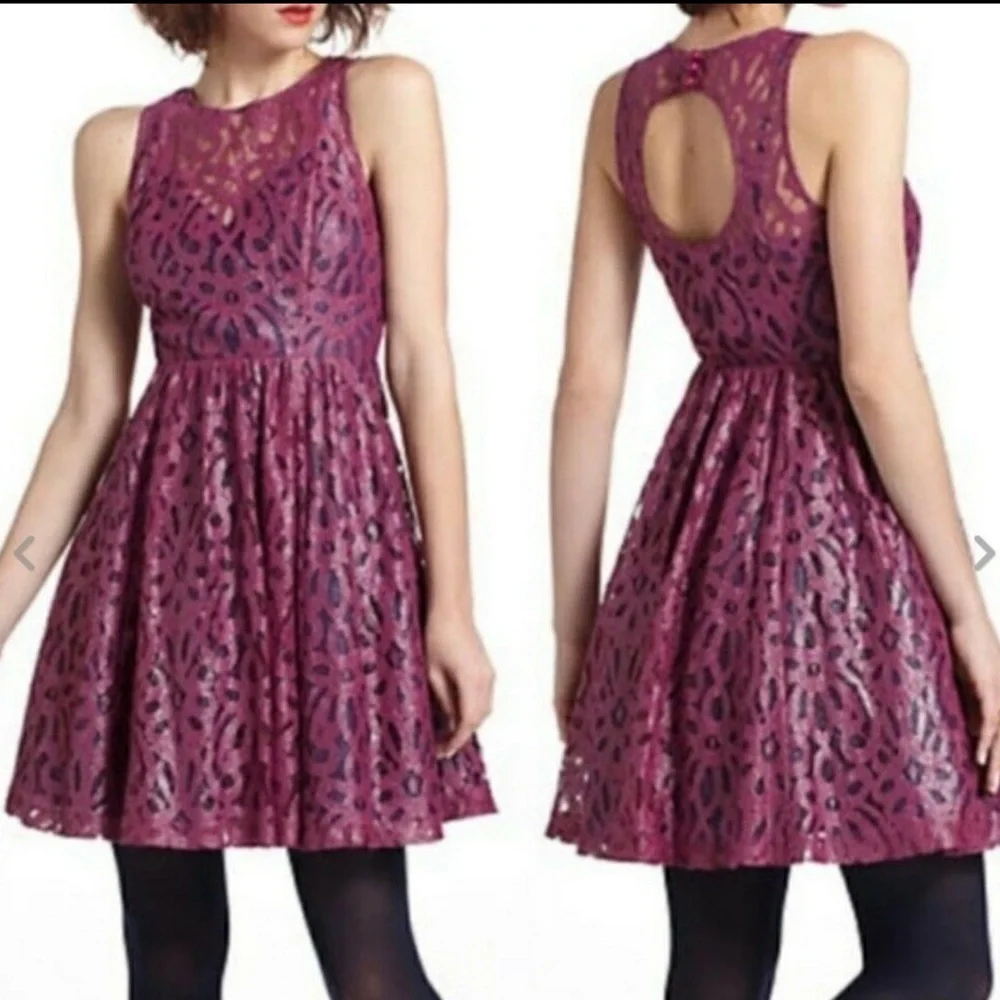 🔥5/25$🔥Frock by Tracey Reis purple lace dress Sz 8